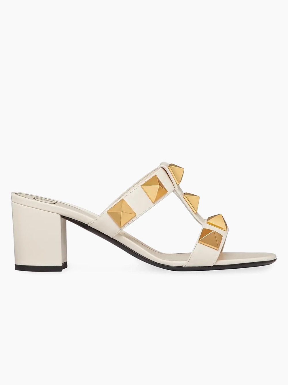 Valentino Garavani Roman Stud Sandals White Gold Women’s 36.5